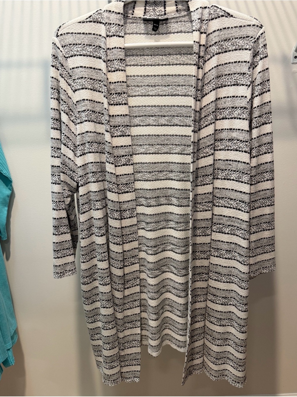 Lane Bryant Black and White Striped Open Cardigan